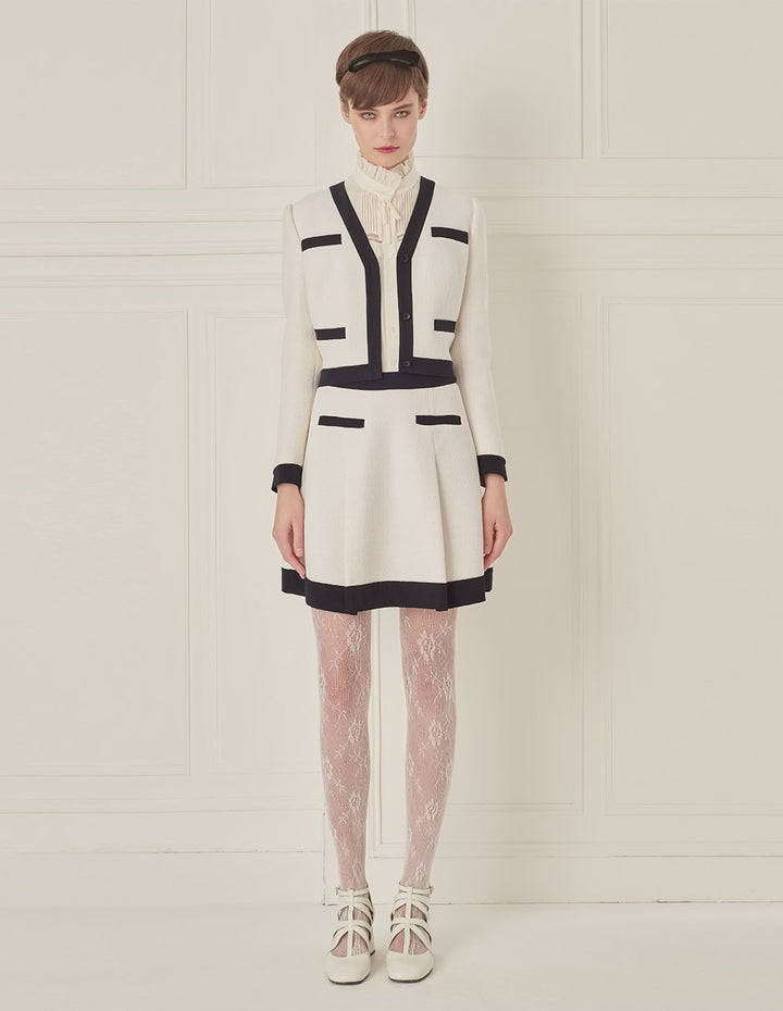 BORA AKSU Black Patchwork Pleated Skirt