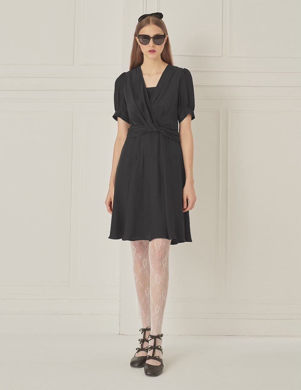 BORA AKSU Puff Sleeve Twist Waist Dress