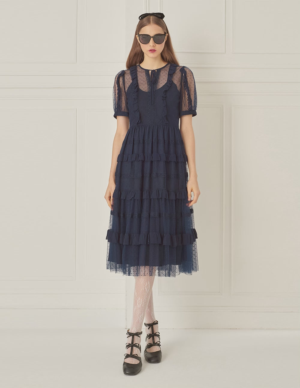 BORA AKSU Puff Sleeve Layered Lace Dress
