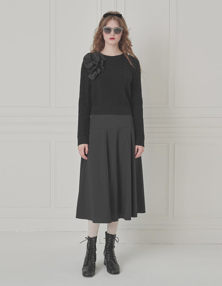 BORA AKSU Floral crew neck wool button-down sweater