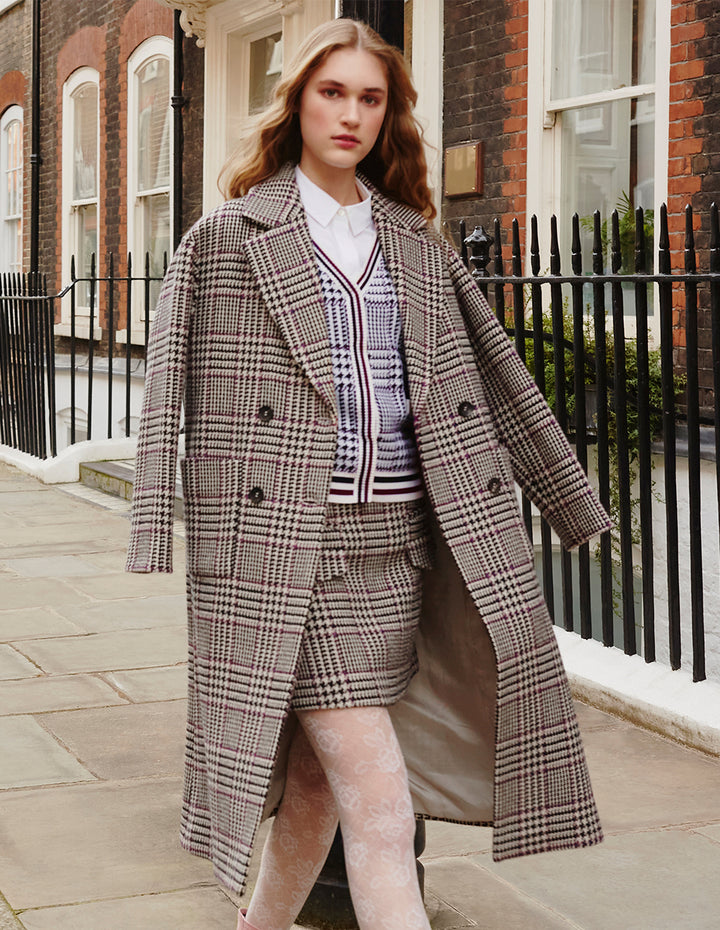 BORA AKSU Houndstooth Flap Pocket A-Line Mini Skirt