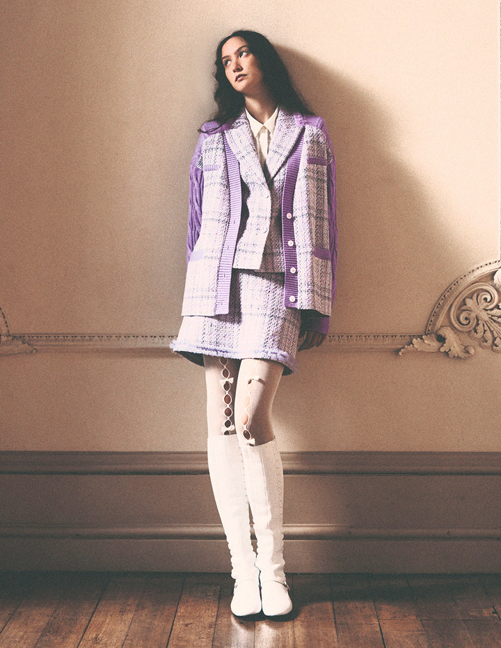 BORA AKSU Sweet Lilac Tweed Suit Skirt