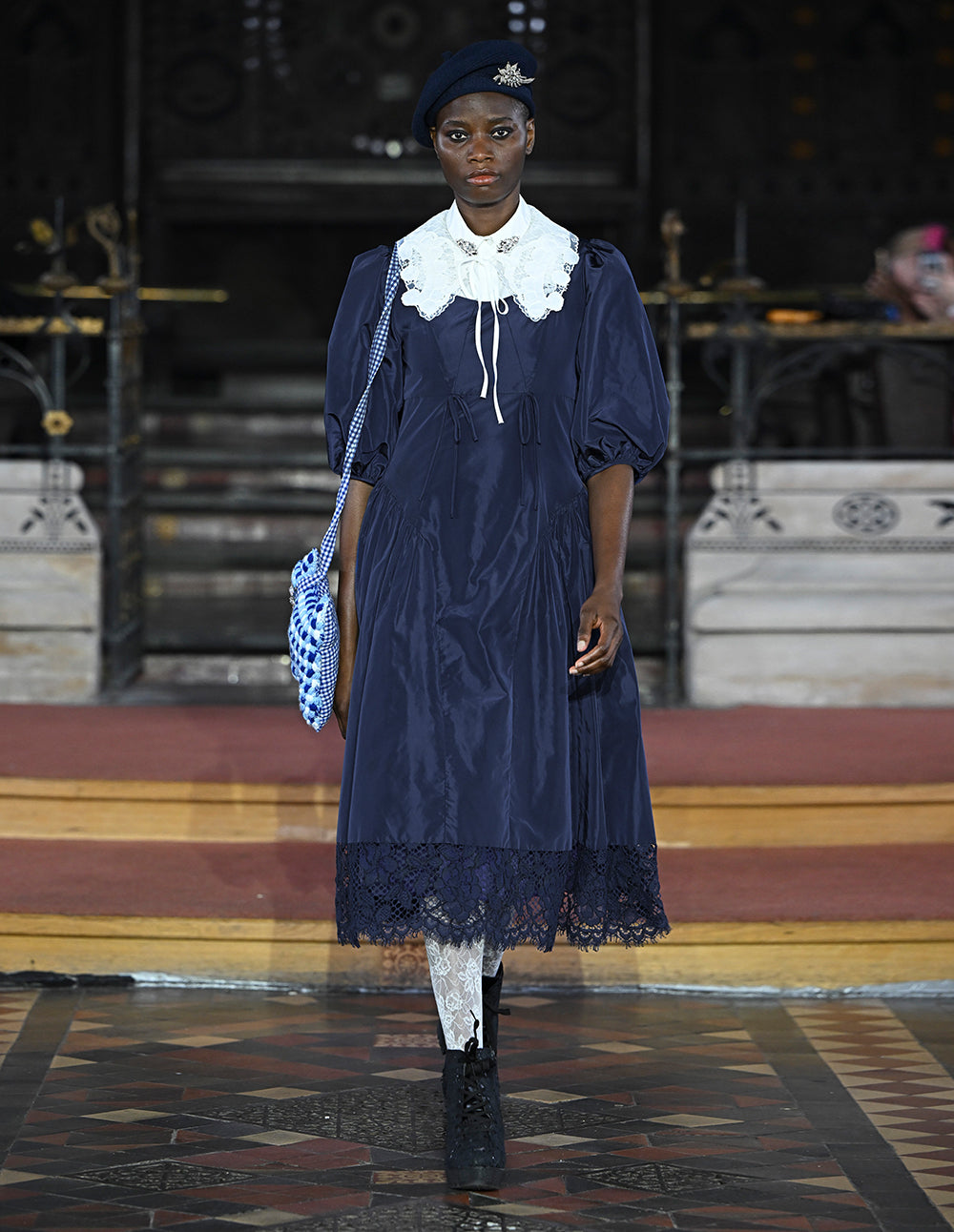 BORA AKSU Diamond Neck Lace Panel Dress