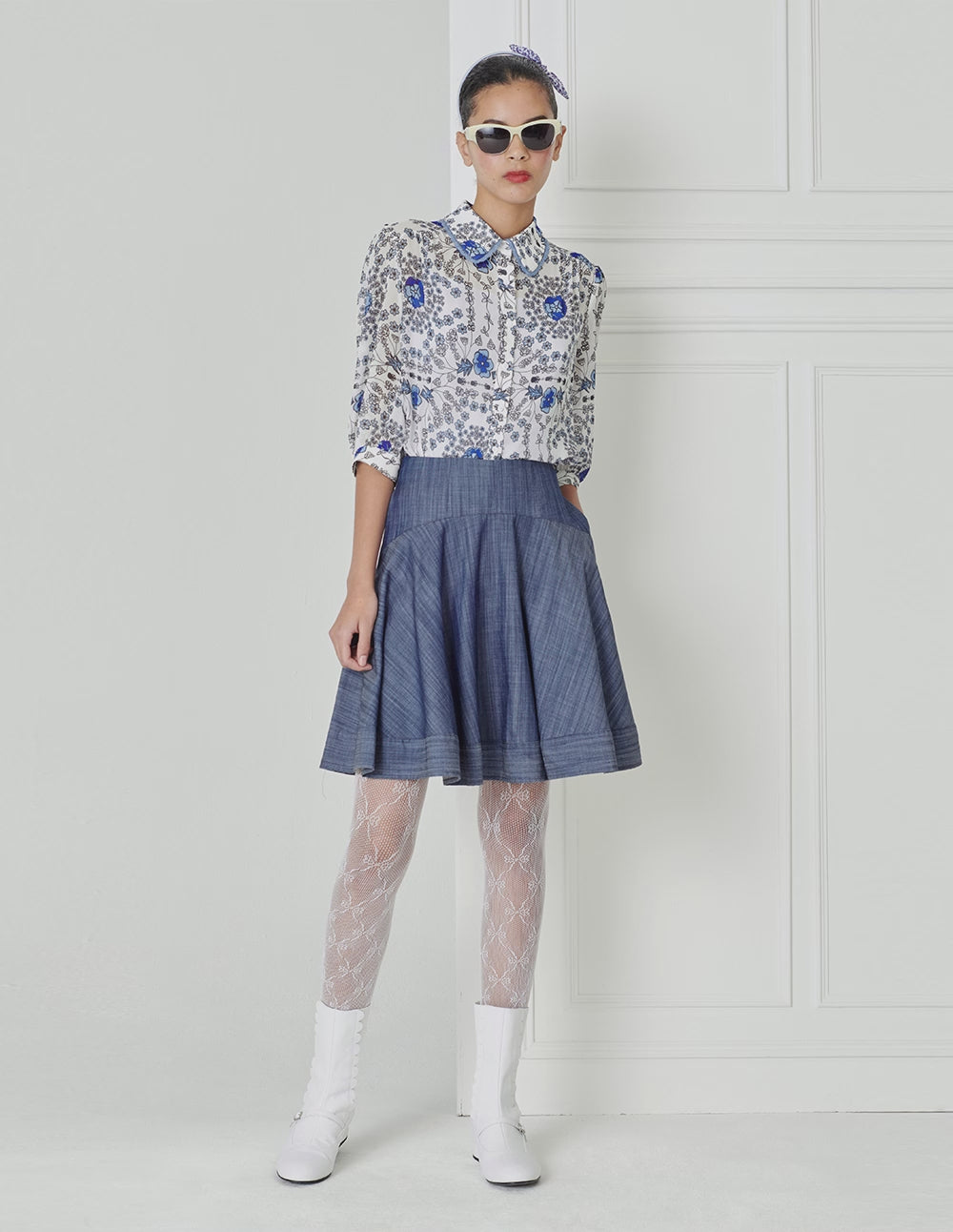 BORA AKSU Navy Blue Hemline Mini Skirt