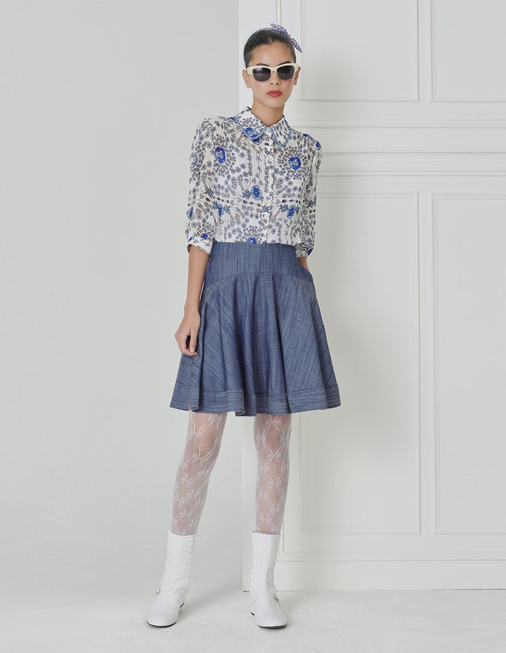 BORA AKSU Navy Blue Hemline Mini Skirt