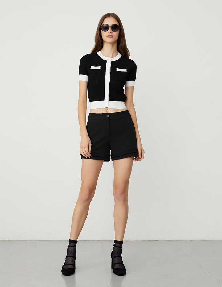 BORA AKSU Chic Ruffle Leg Slim Fit Shorts