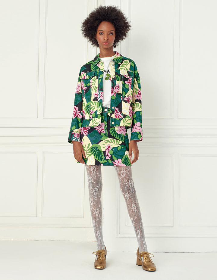 BORA AKSU tropical print mini skirt