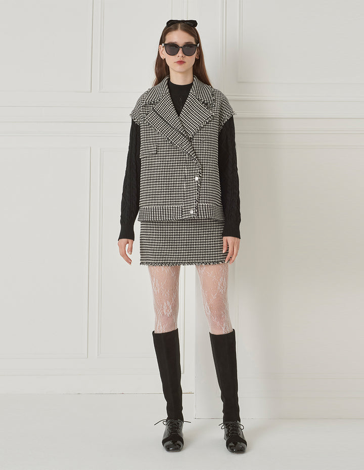 BORA AKSU Houndstooth Wool Skirt