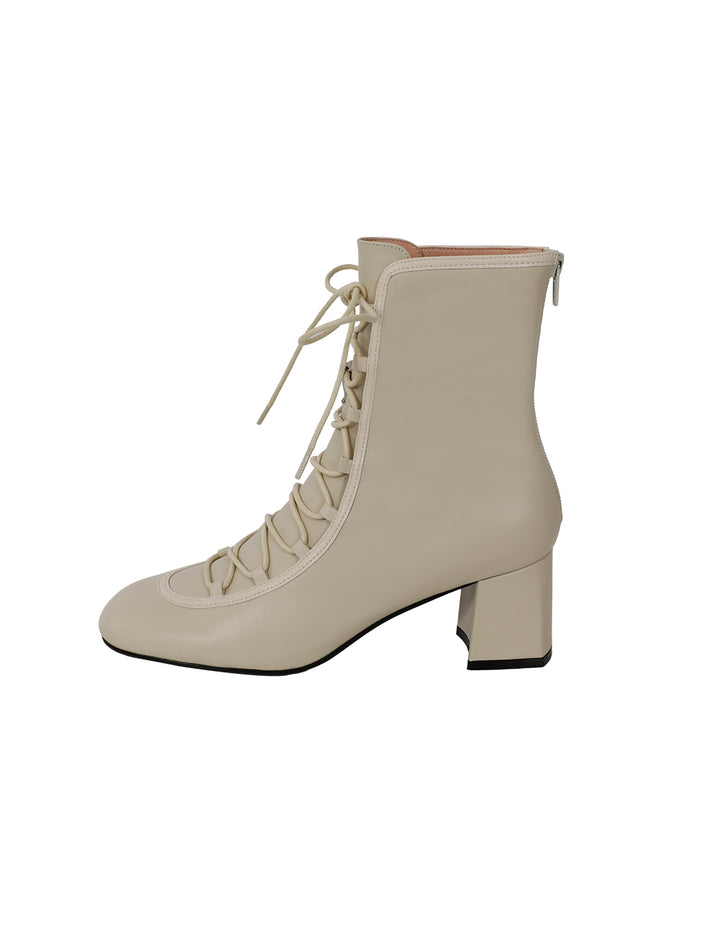 BORA AKSU LEATHER LACE-UP HEEL BOOTS