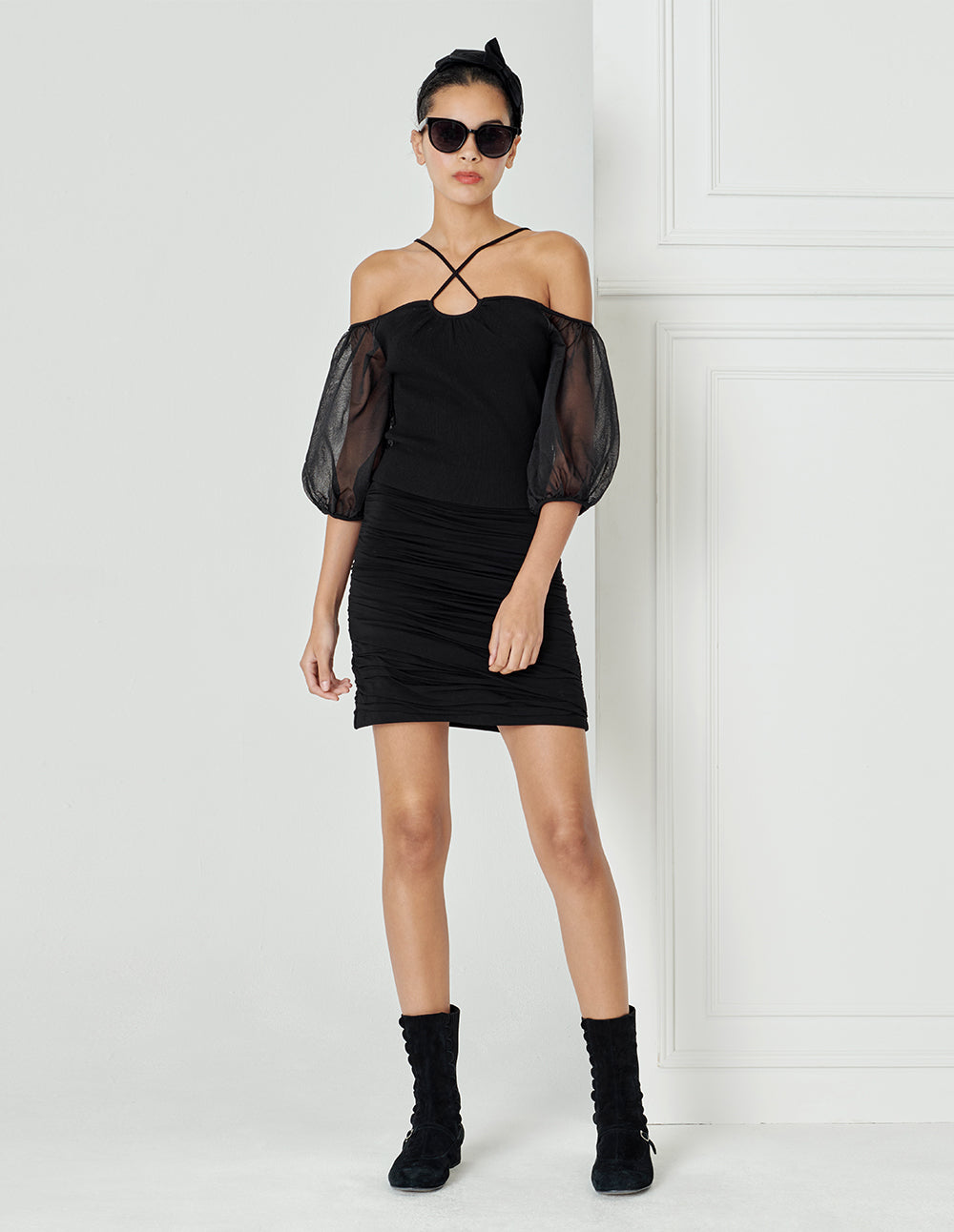 BORA AKSU Cross-Strap Off-The-Shoulder Knitted Top