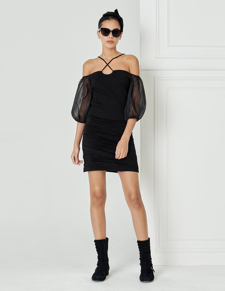 BORA AKSU Cross-Strap Off-The-Shoulder Knitted Top