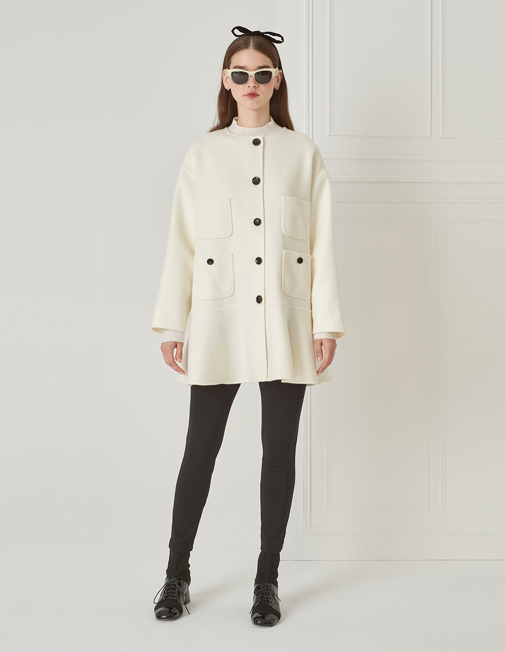 BORA AKSU French Elegant Mulberry Silk Blended Wool Coat