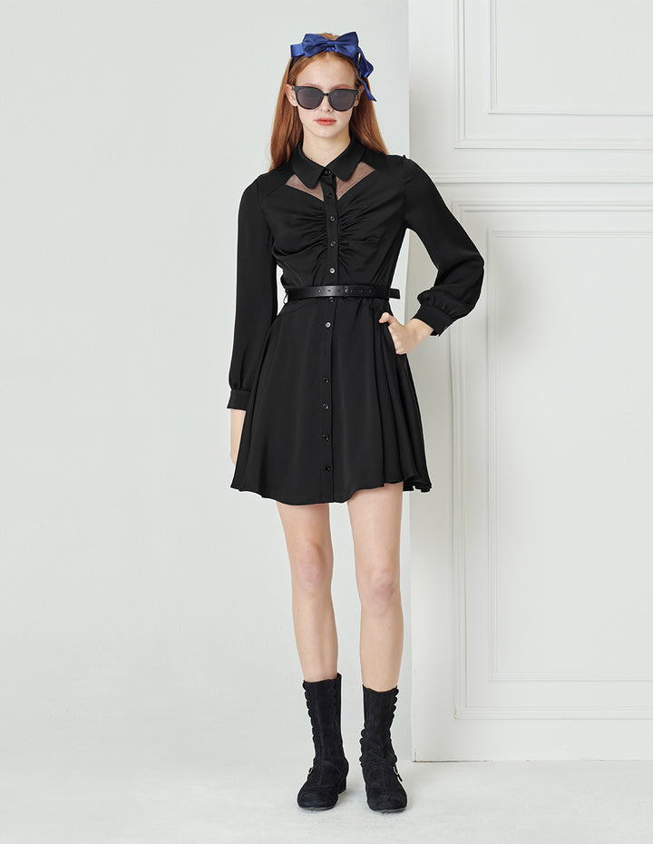 BORA AKSU Pleated Embellished Nipped Shirt Dress