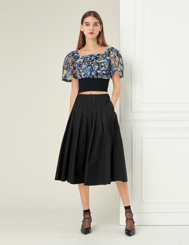 BORA AKSU Colour Ink Flower Needle Shuttle Stitching Top