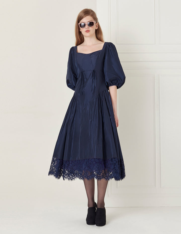 BORA AKSU Diamond Neck Lace Panel Dress