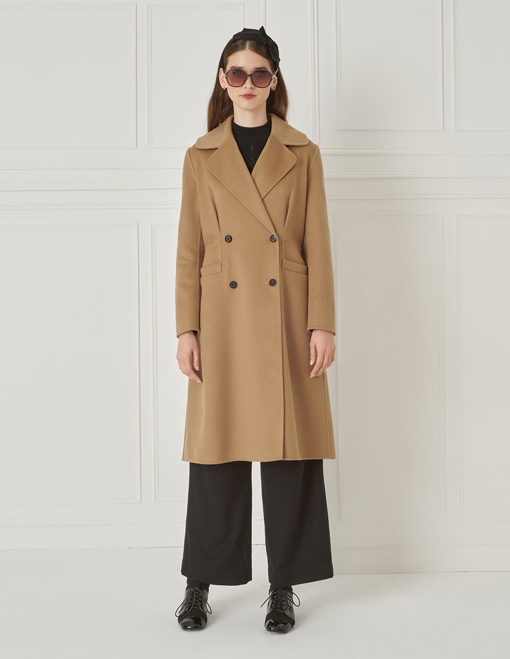 BORA AKSU Lapel Double-Breasted Mulberry Silk-Blend Wool Coat