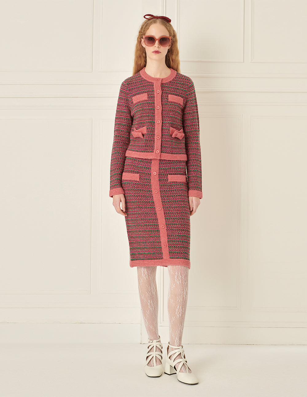 BORA AKSU Mixed Colors Faux Tweed Knitted Skirt