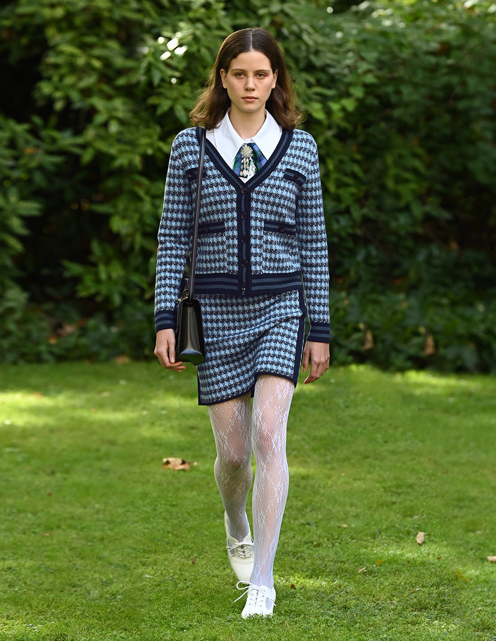 BORA AKSU Blue Tweed Textured Mini Skirt