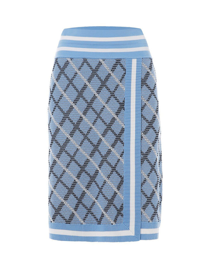 BORA AKSU Plaid Pattern Wrap Knitted Knee Skirt