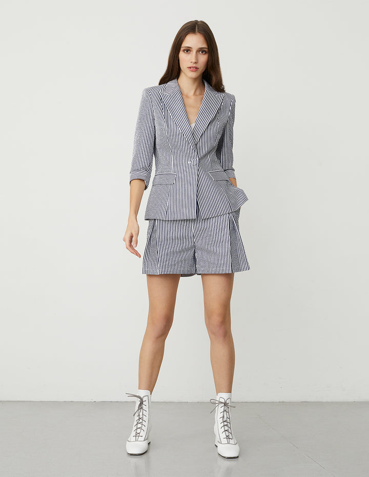 BORA AKSU Striped A-line Pleated Shorts