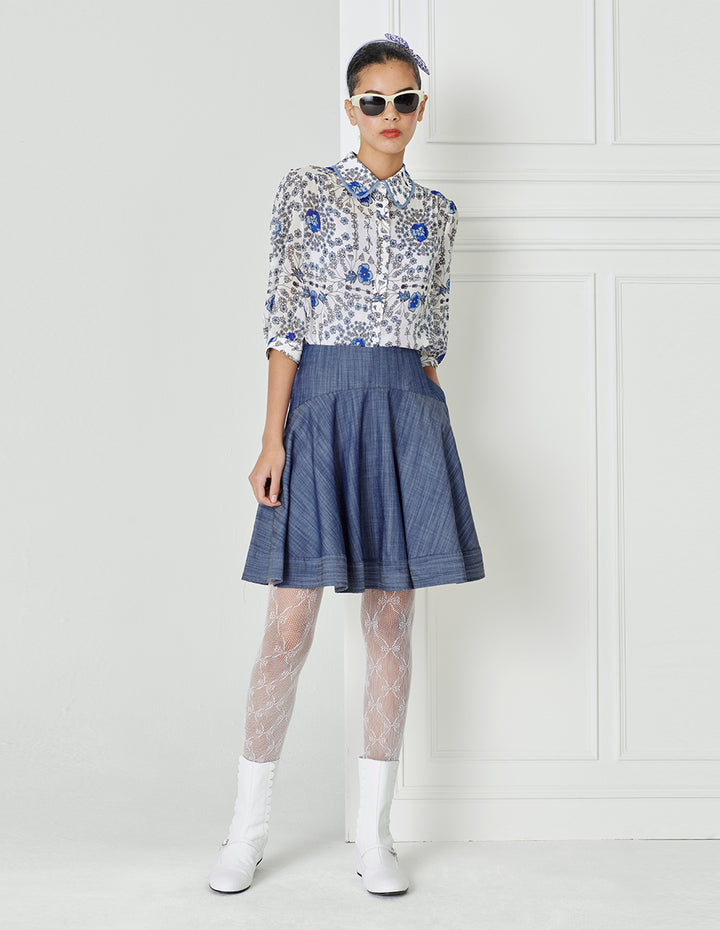 BORA AKSU Navy Blue Hemline Mini Skirt