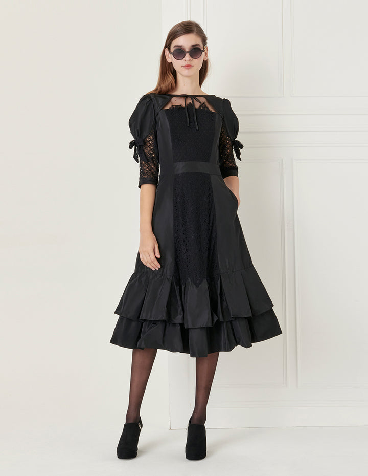 BORA AKSU Bow Lace Panel Dress