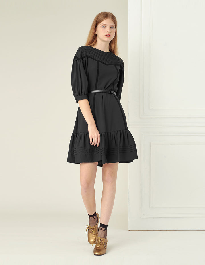 BORA AKSU Lace Lotus Leaf Stitching Dress