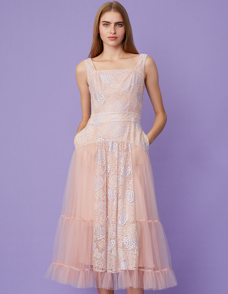BORA AKSU Lace And Tulle Maxi Sleeveless Dress