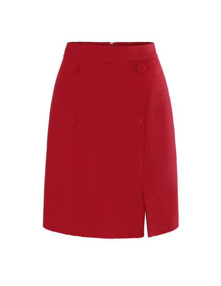BORA AKSU Cherry Red Woollen Mini Skirt