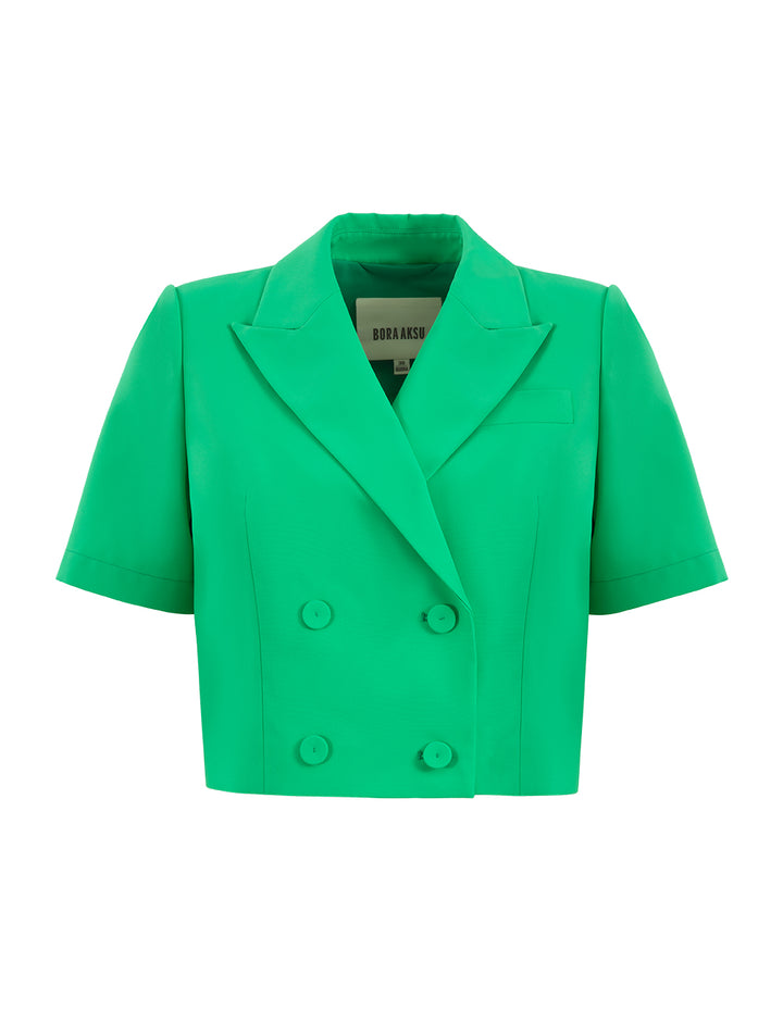 BORA AKSU Pistol Lapel Collar Short-Sleeve Fitted Blazer