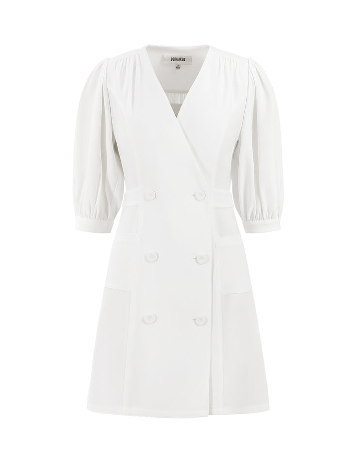 BORA AKSU Triacetate V-Neck Mid-Sleeve Dress