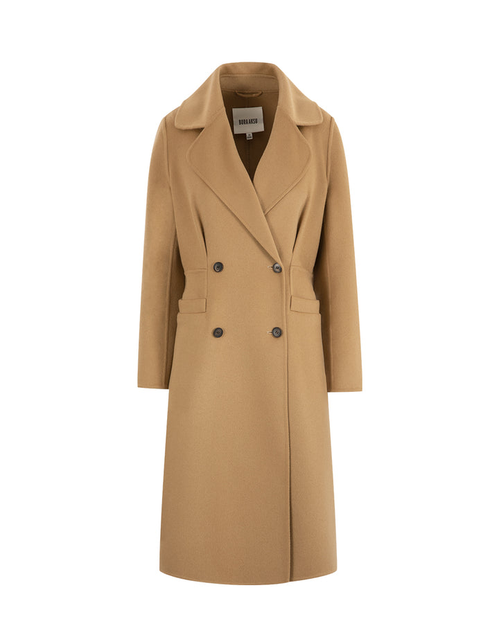 BORA AKSU Lapel Double-Breasted Mulberry Silk-Blend Wool Coat