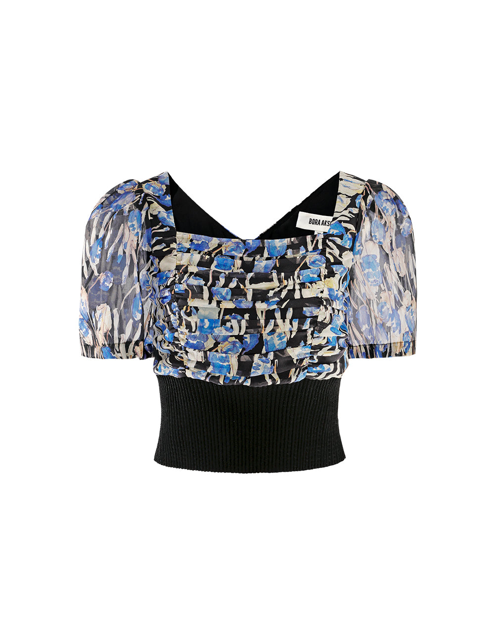 BORA AKSU Colour Ink Flower Needle Shuttle Stitching Top