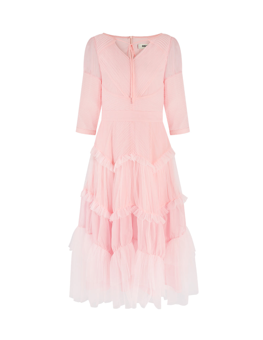 BORA AKSU Pintuck Detail Tulle Tier Dress