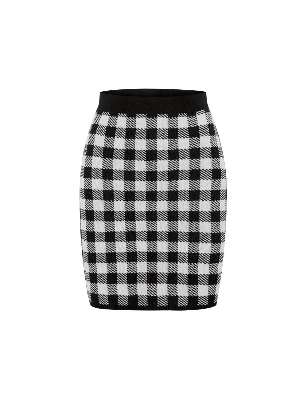 BORA AKSU Vintage Black and White Check Wool Knit Skirt