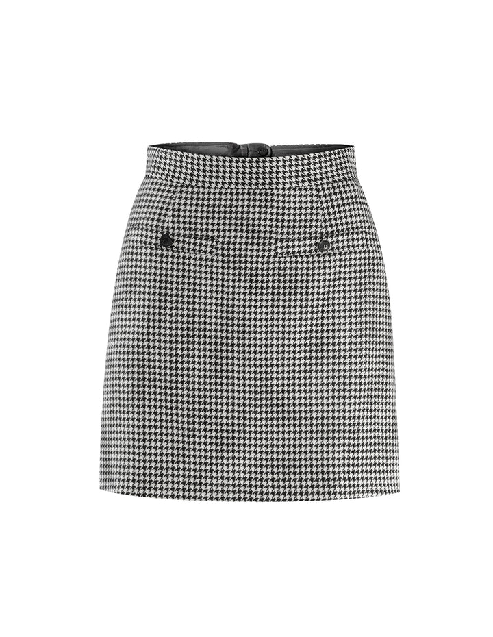 BORA AKSU Wool Houndstooth Versatile A-Sharp Skirt