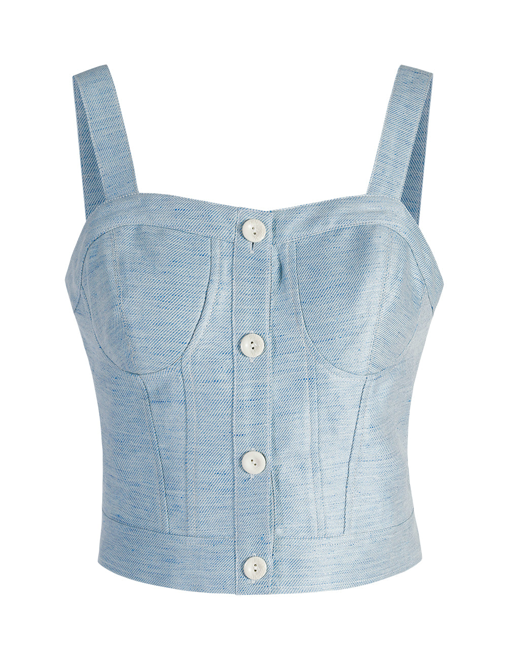 BORA AKSU Light blue twill denim suspenders