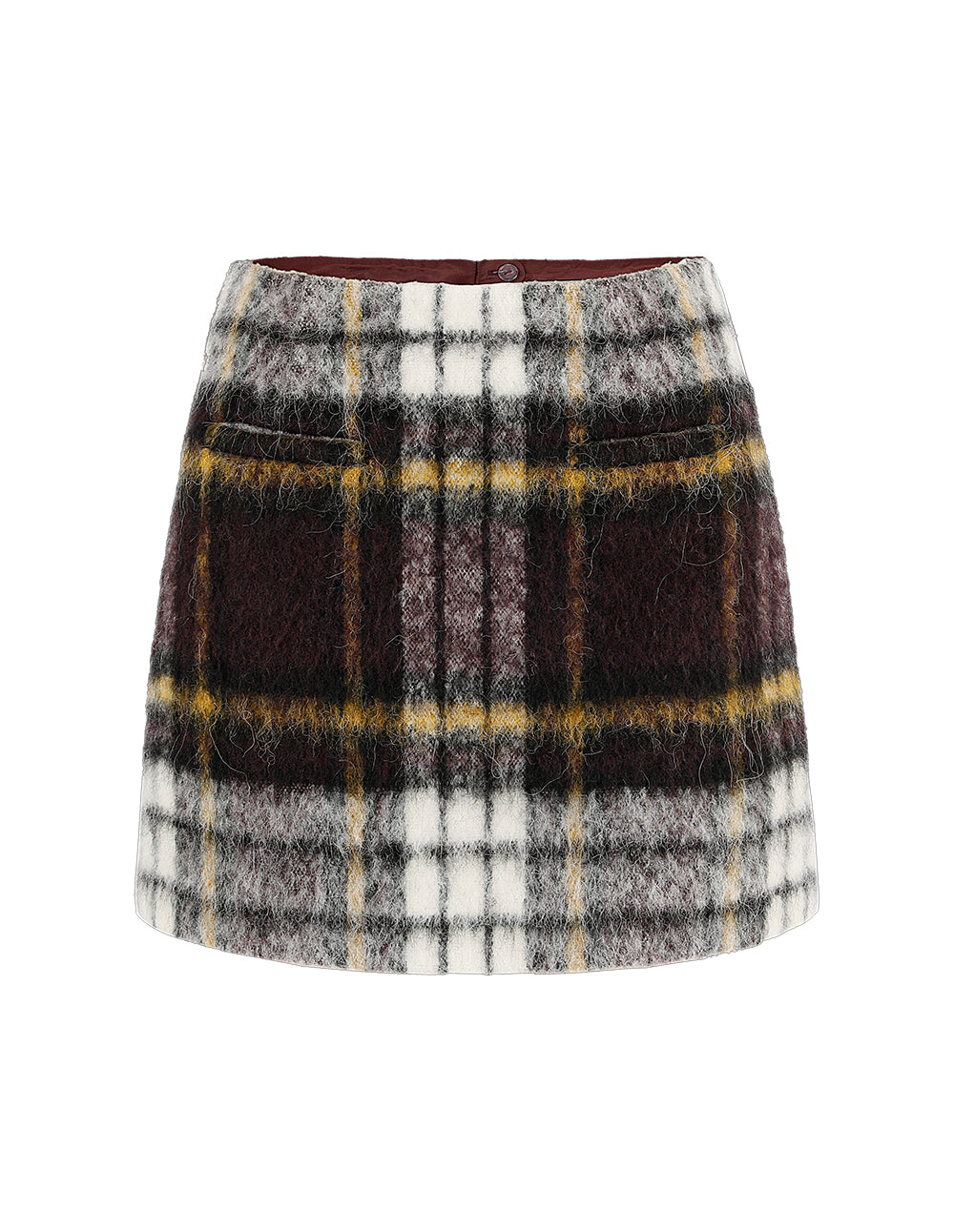 BORA AKSU Brown Check Simple A-Line Mini Skirt