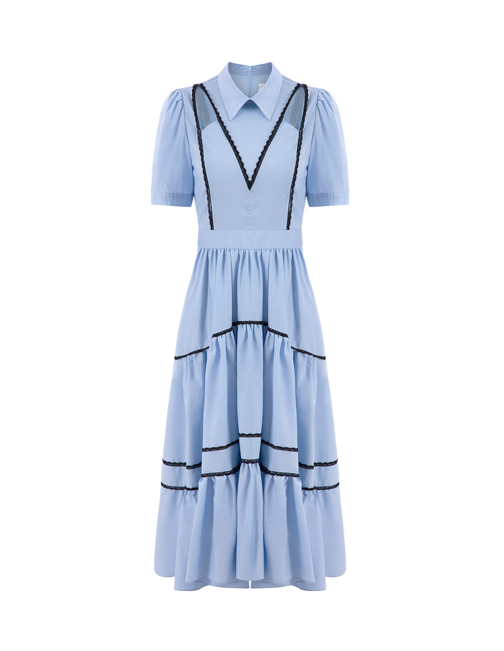 BORA AKSU French Sweet Color-Blocked Lace Formal Dress