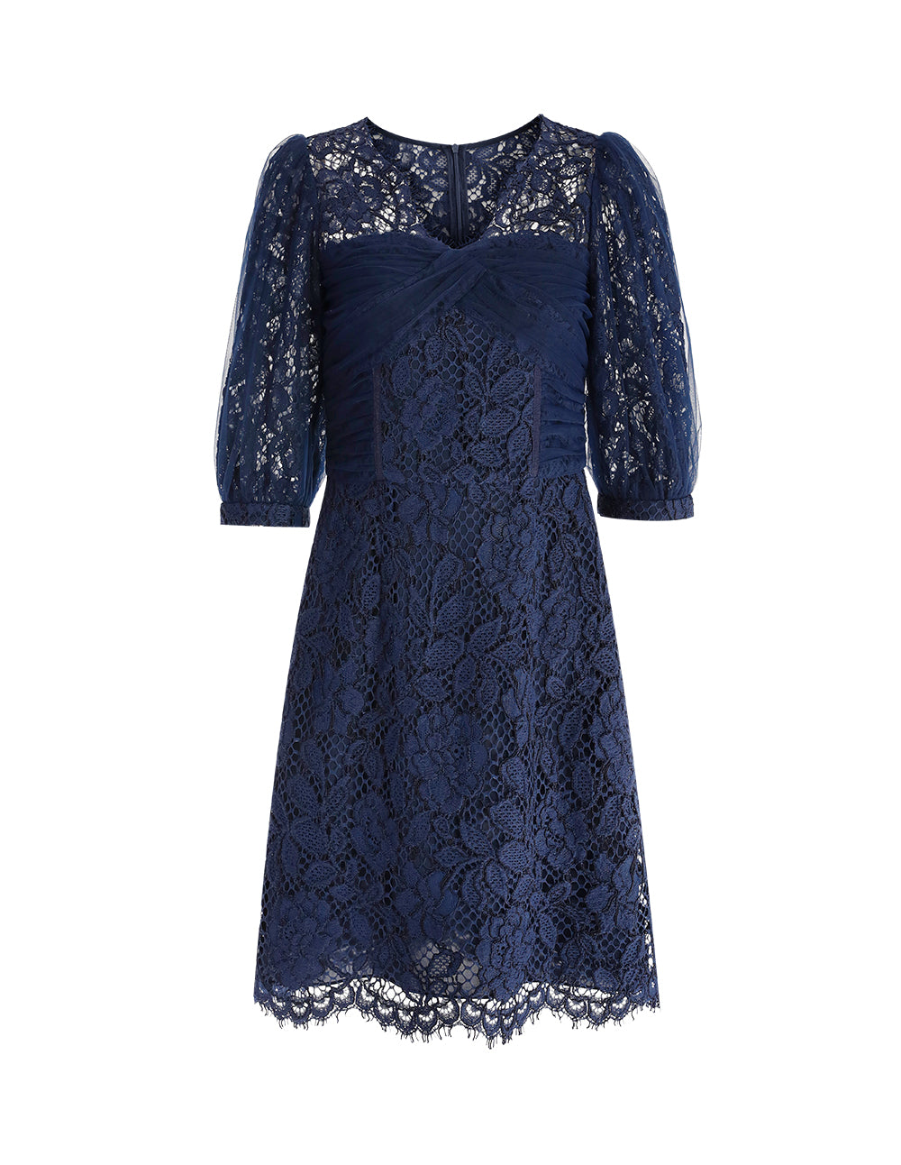 BORA AKSU V-Neck Shirred Tulle Mini Dress