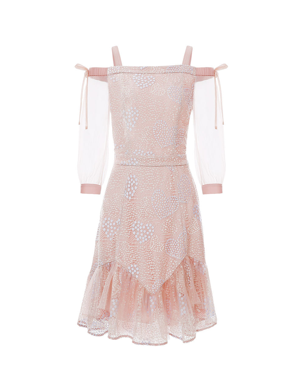 BORA AKSU Off-Shoulder Tulle Ruffle Mini Dress