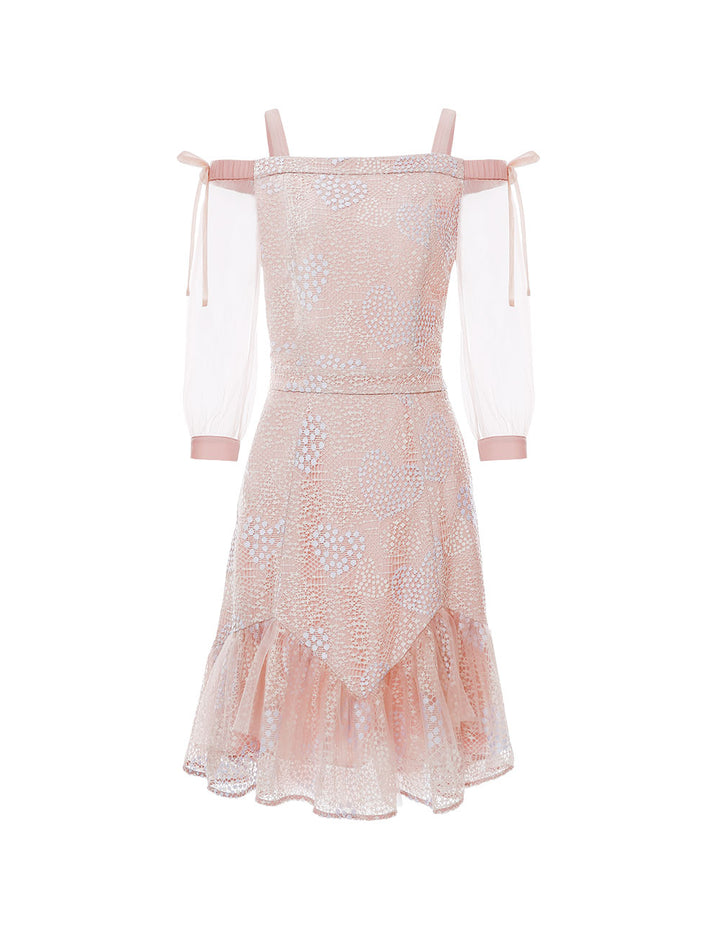 BORA AKSU Off-Shoulder Tulle Ruffle Mini Dress