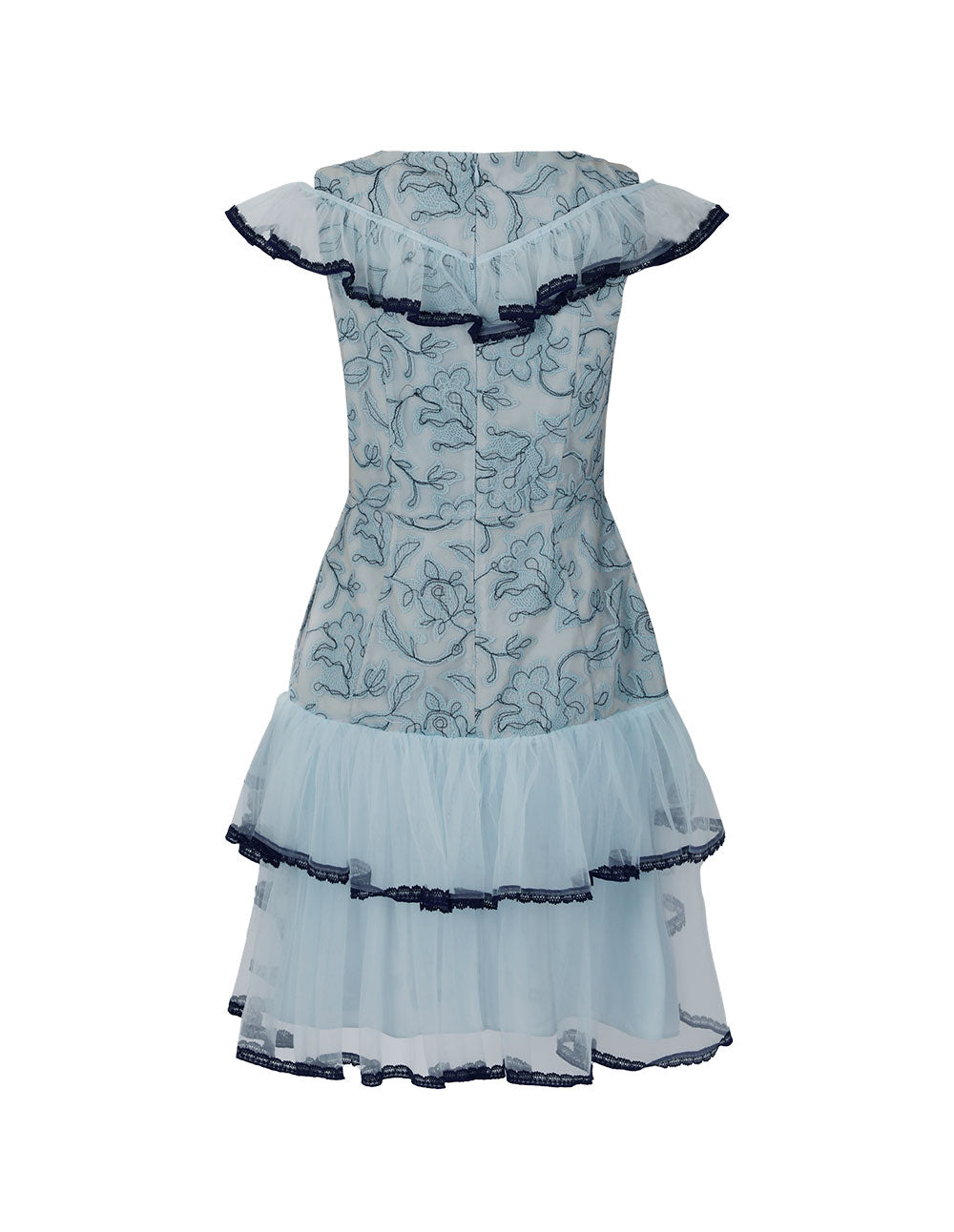 BORA AKSU Blue Floral Tiered Dress