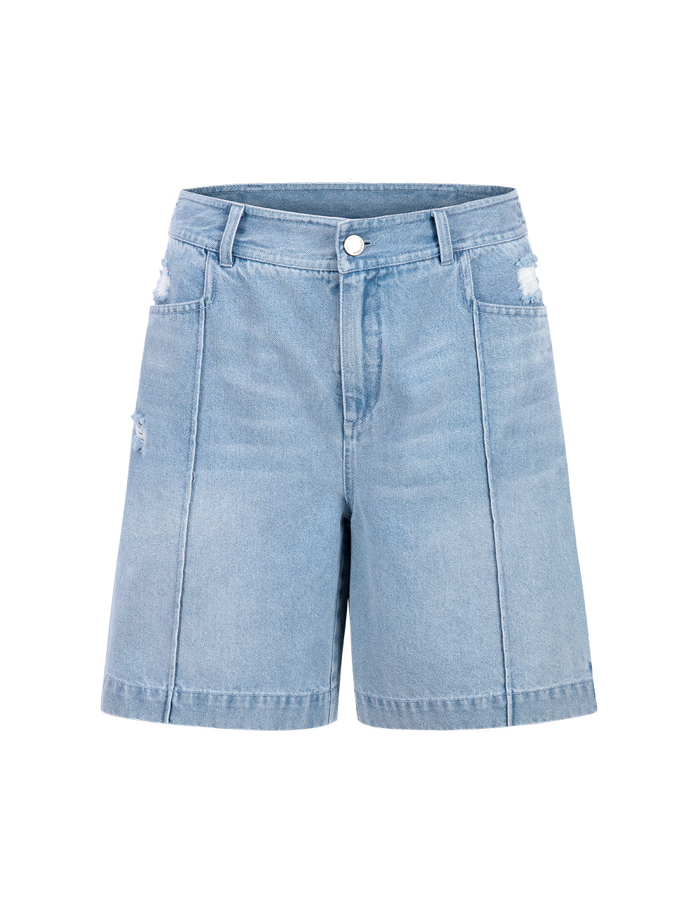 BORA AKSU Straight Cut Cropped White Wash Shorts