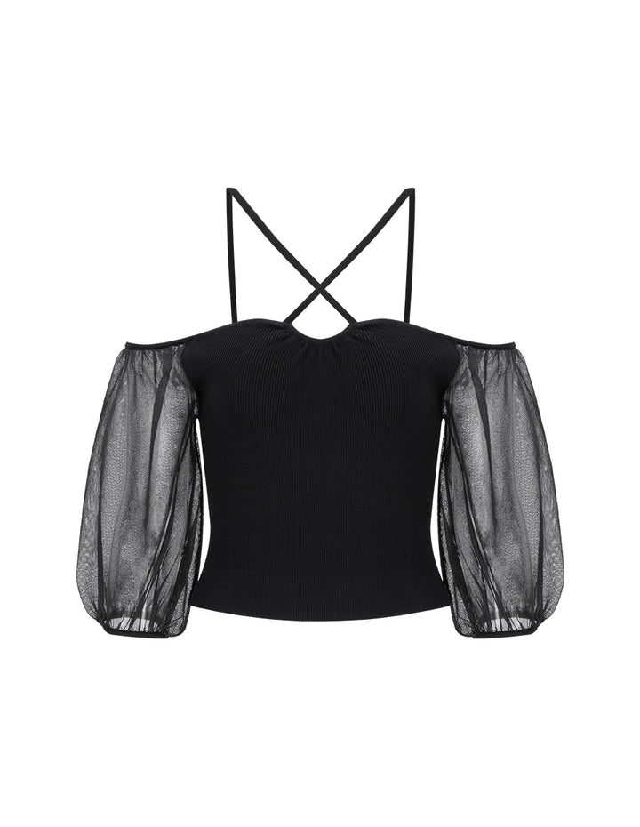 BORA AKSU Cross-Strap Off-The-Shoulder Knitted Top