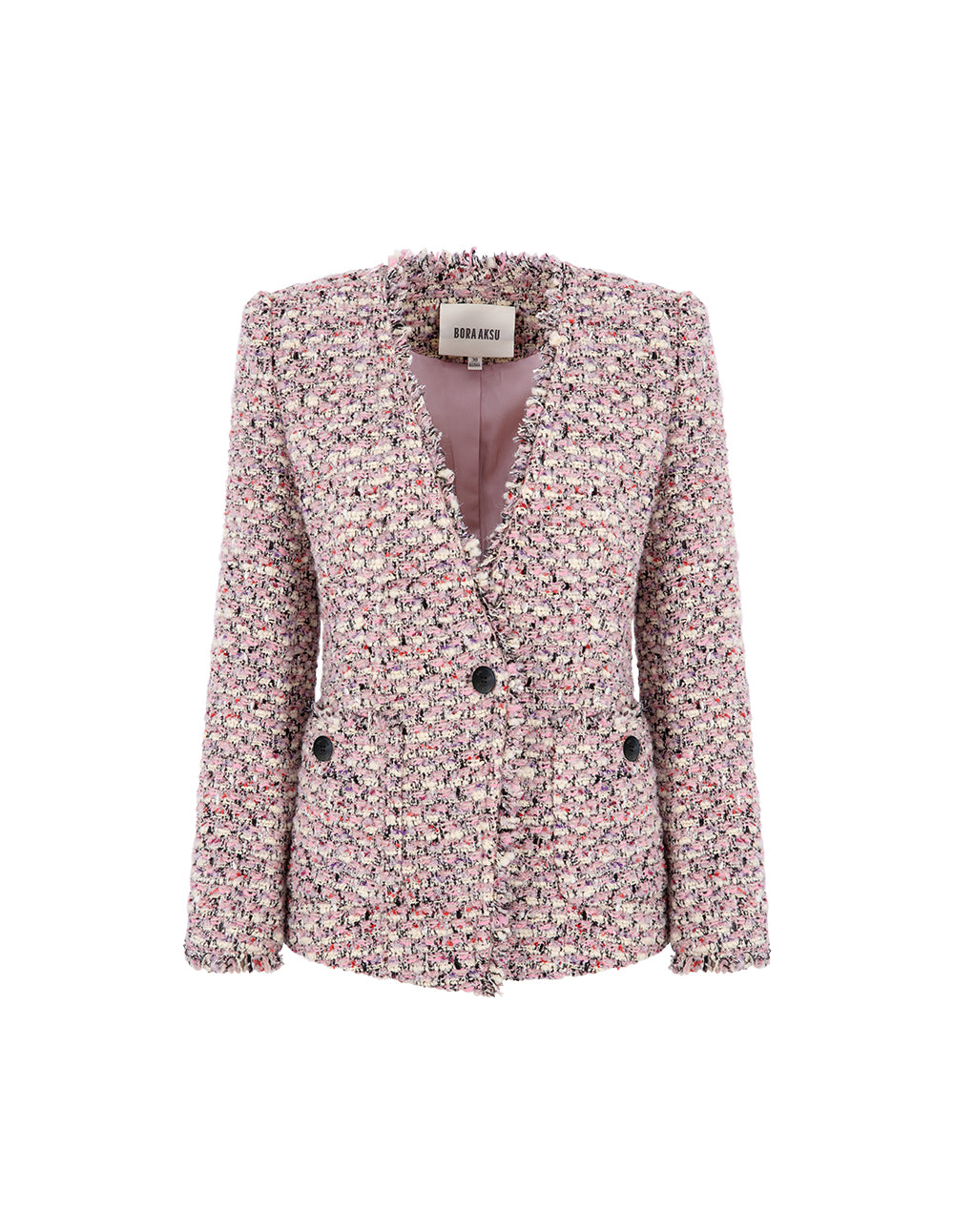 BORA AKSU V-Neck Fur-Trimmed Tweed Jacket