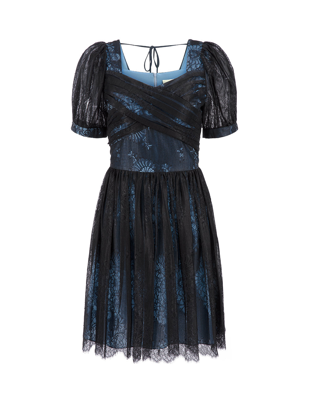 BORA AKSU French Lace Neck Pleated Dress