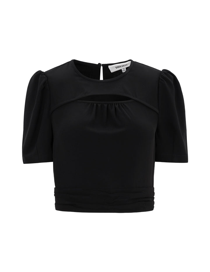 BORA AKSU Acetate Cut-Out Puff-Sleeve Short-Sleeved Top