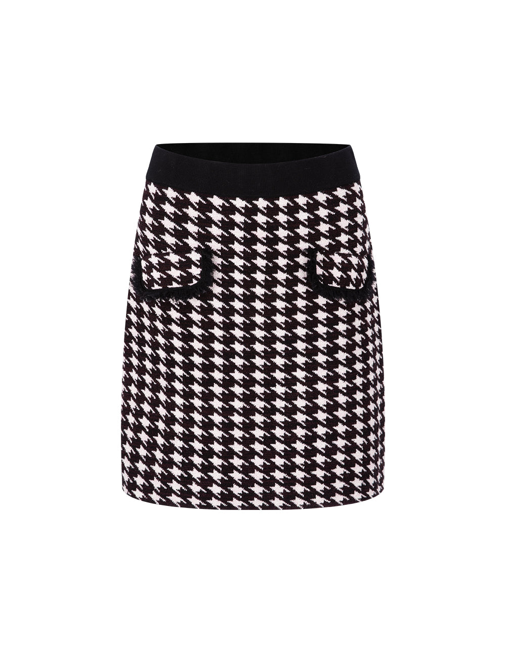 BORA AKSU Black Pink Houndstooth Knitted Skirt