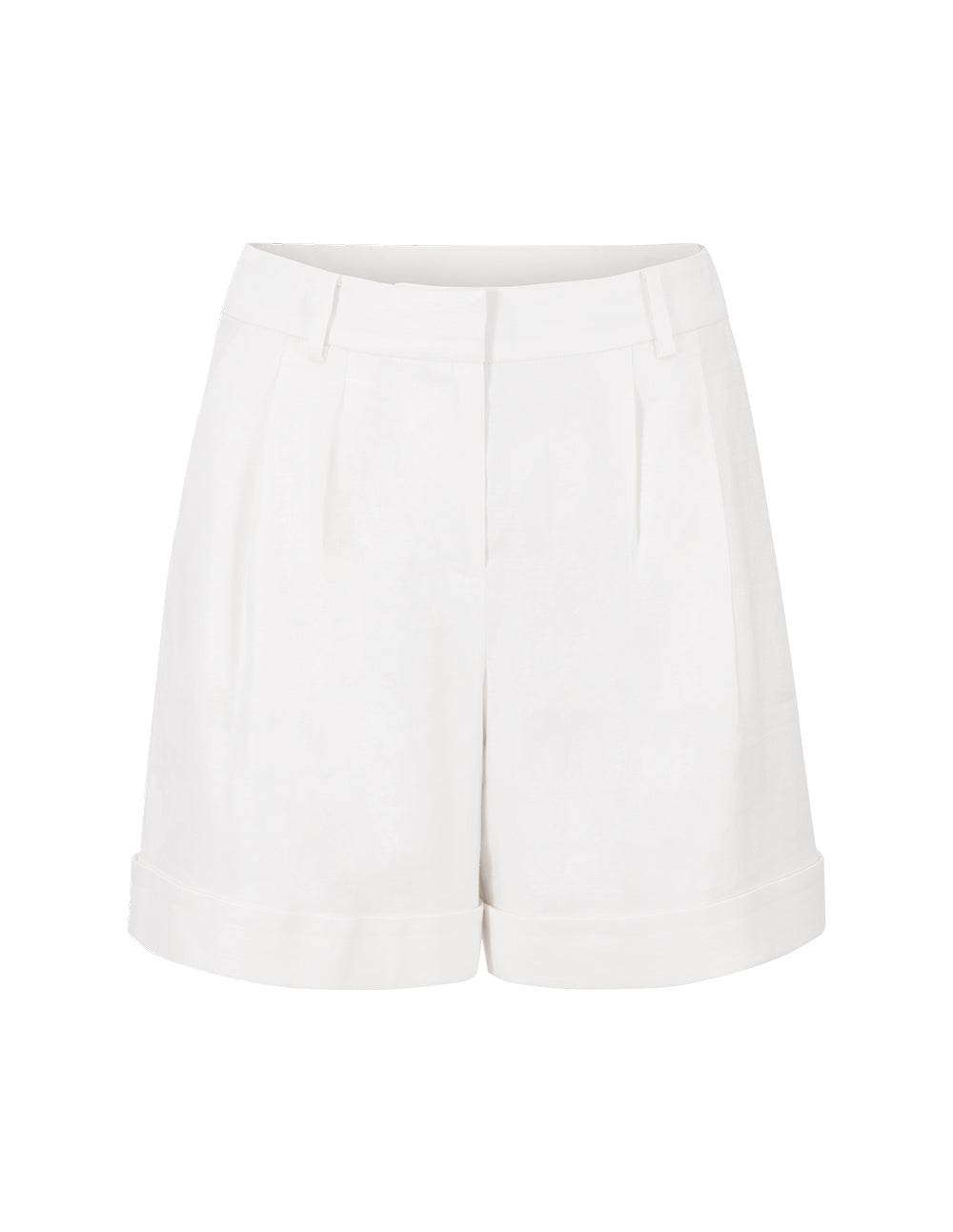 BORA AKSU Pure White Simple Linen Wide-Leg Suit Shorts